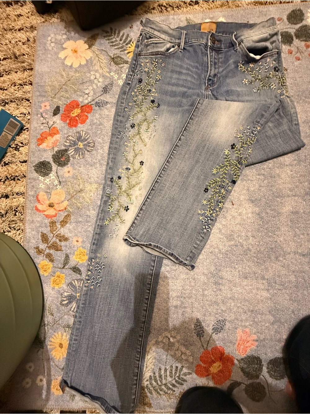 DRIFTWOOD Light Blue Embroidered Straight Leg Jeans